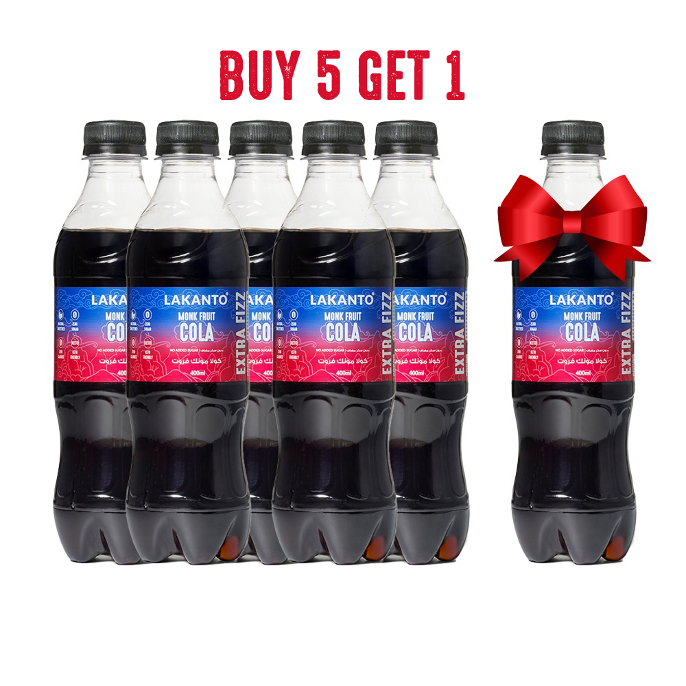 Naturally Sweetened Cola With Monk Fruit – 5 Bottles + 1 Free