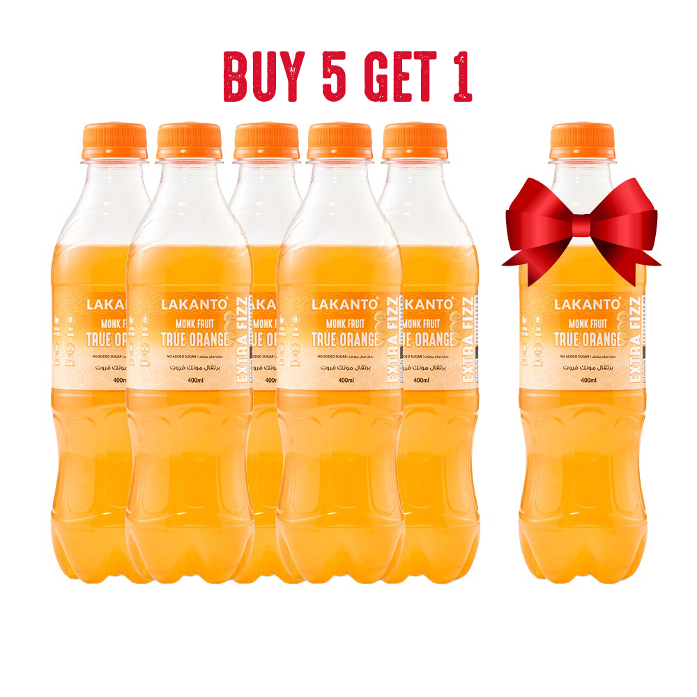 Naturally Sweetened True Orange With Monk Fruit - 5 Bottles + 1 Free