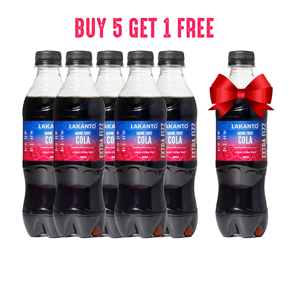 Naturally Sweetened Cola With Monk Fruit – 5 Bottles + 1 Free