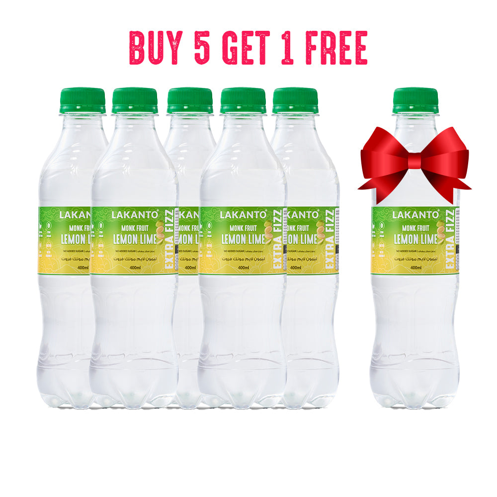 Naturally Sweetened Lemon Lime With Monk Fruit - 5 Bottles + 1 Free