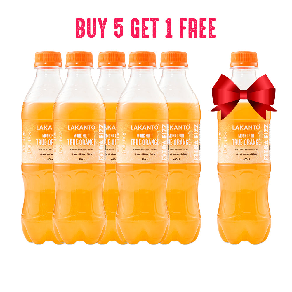 Naturally Sweetened True Orange With Monk Fruit - 5 Bottles + 1 Free